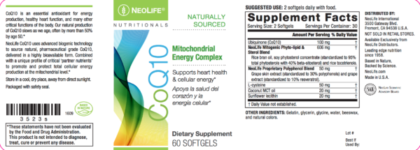 CoQ10 Mitochondrial Energy Complex GMO-free #3523